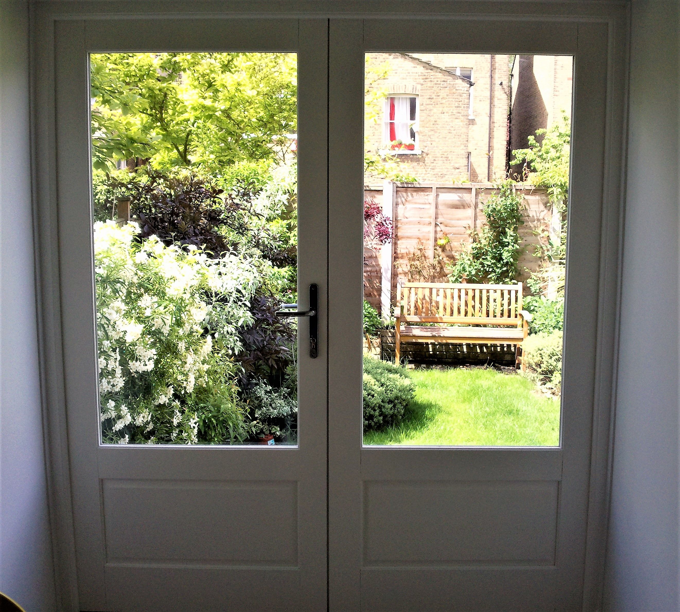 White Sapele timber French doors